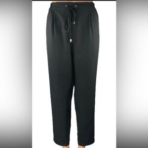 Zara Black Straight Tapered Leg Drawstring Elastic Waist Pants